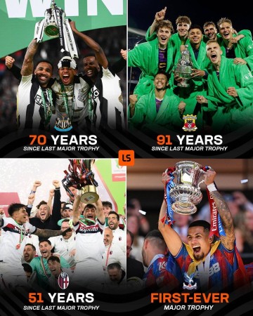 收获的一年!纽卡、博洛尼亚和水晶宫本赛季均打破多年冠军荒